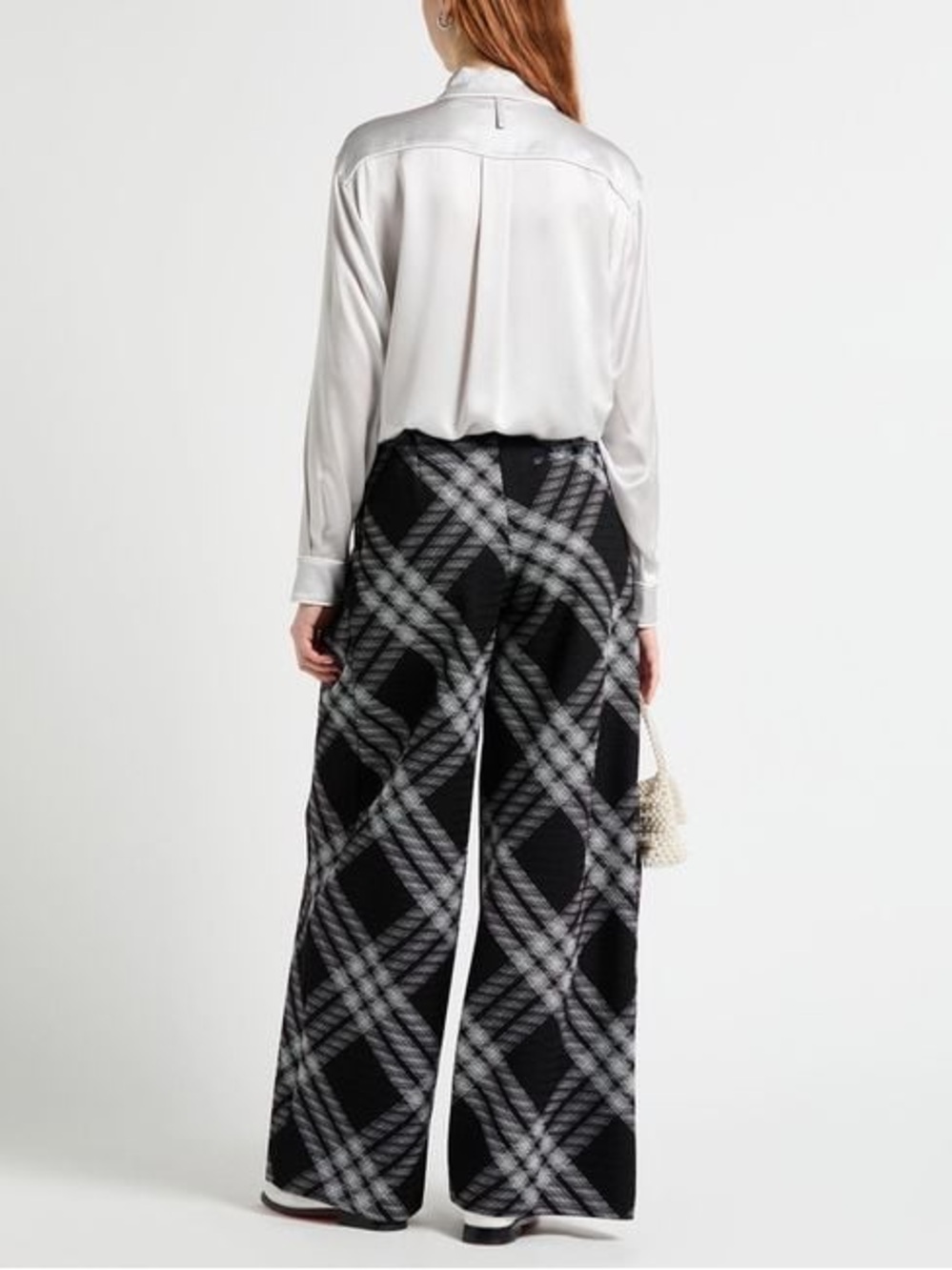 Burberry Classic Black Check Plaid Wide-Leg Palazzo Pants CURRENT SEASON - Picture 5 of 5